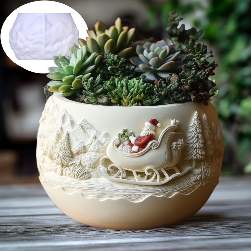 Echeveria Succulent - Ceder Slee Kerstman Relief Kaars Cup